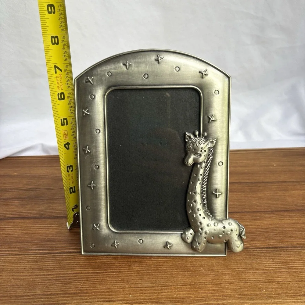 Fetco Pewter Giraffe 4x6 Picture Frame Nursery Safari Jungle Baby Photo Frame